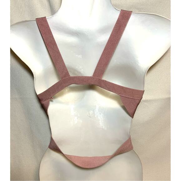 Women's BCBGMAXAZRIA Deep V-Neck Cut Out Bandage Bralette Crop Top Pink Size XS - Picture 5 of 9